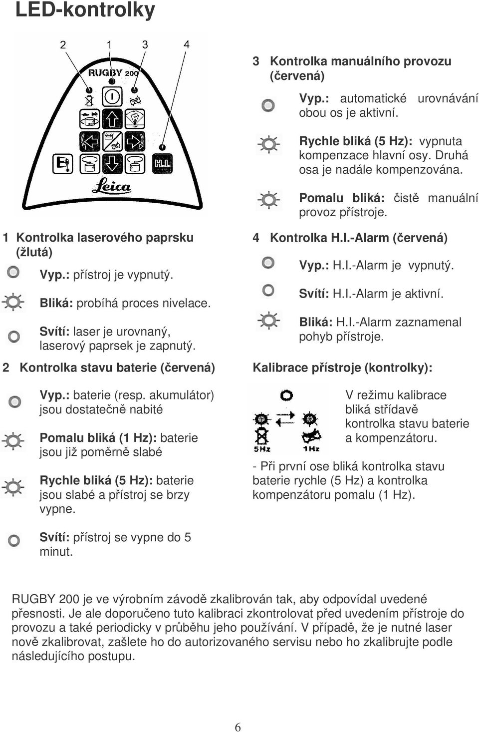 2 Kontrolka stavu baterie (červená) Vyp.: baterie (resp.