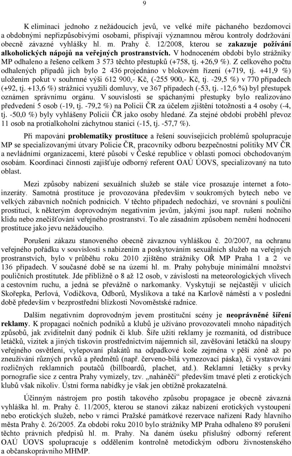 Z celkového počtu odhalených případů jich bylo 2 436 projednáno v blokovém řízení (+719, tj. +41,9 %) uložením pokut v souhrnné výši 612 900,- Kč, (-255 900,- Kč, tj.