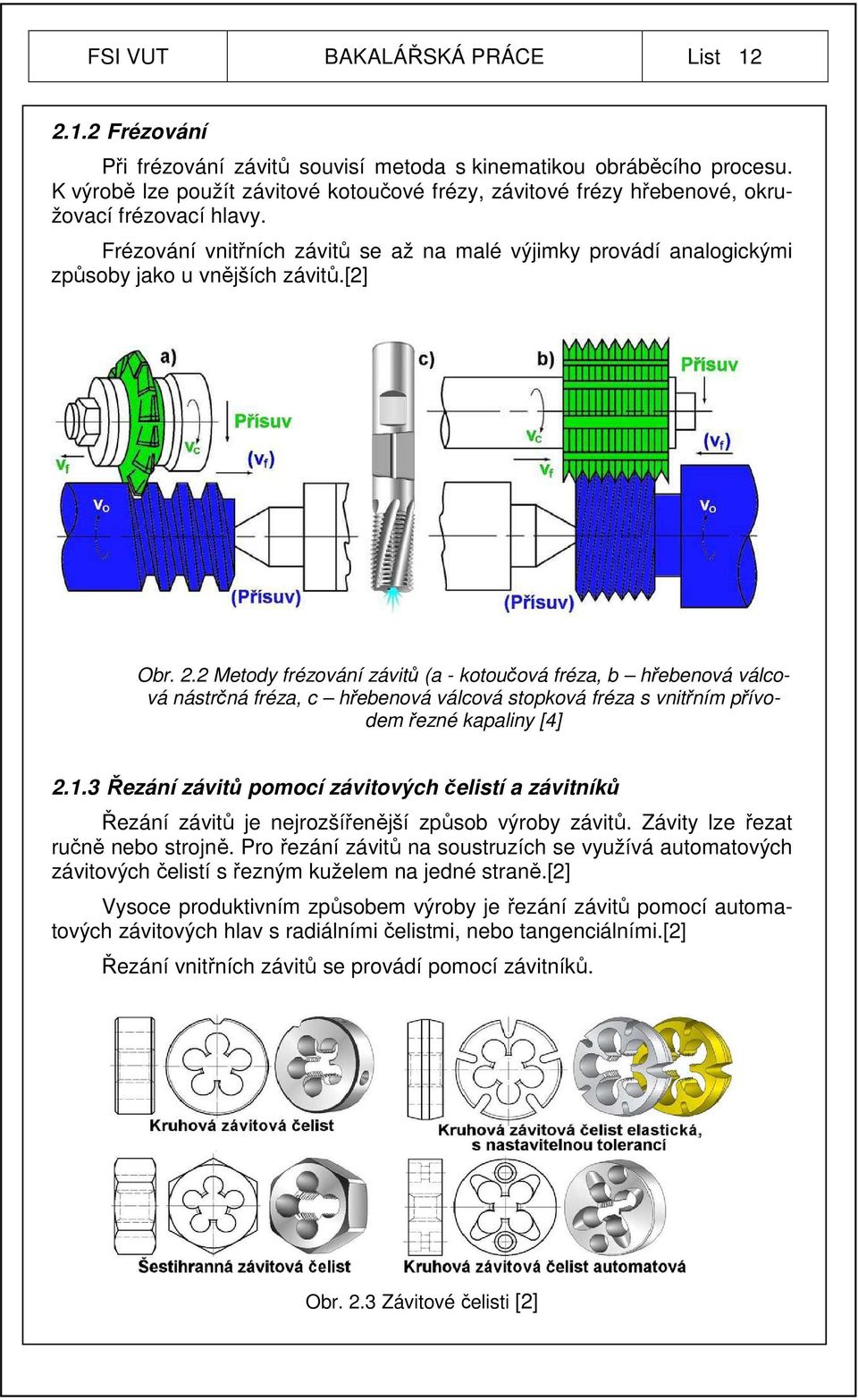 Frézování vnitřních závitů se až na malé výjimky provádí analogickými způsoby jako u vnějších závitů.[2] Obr. 2.