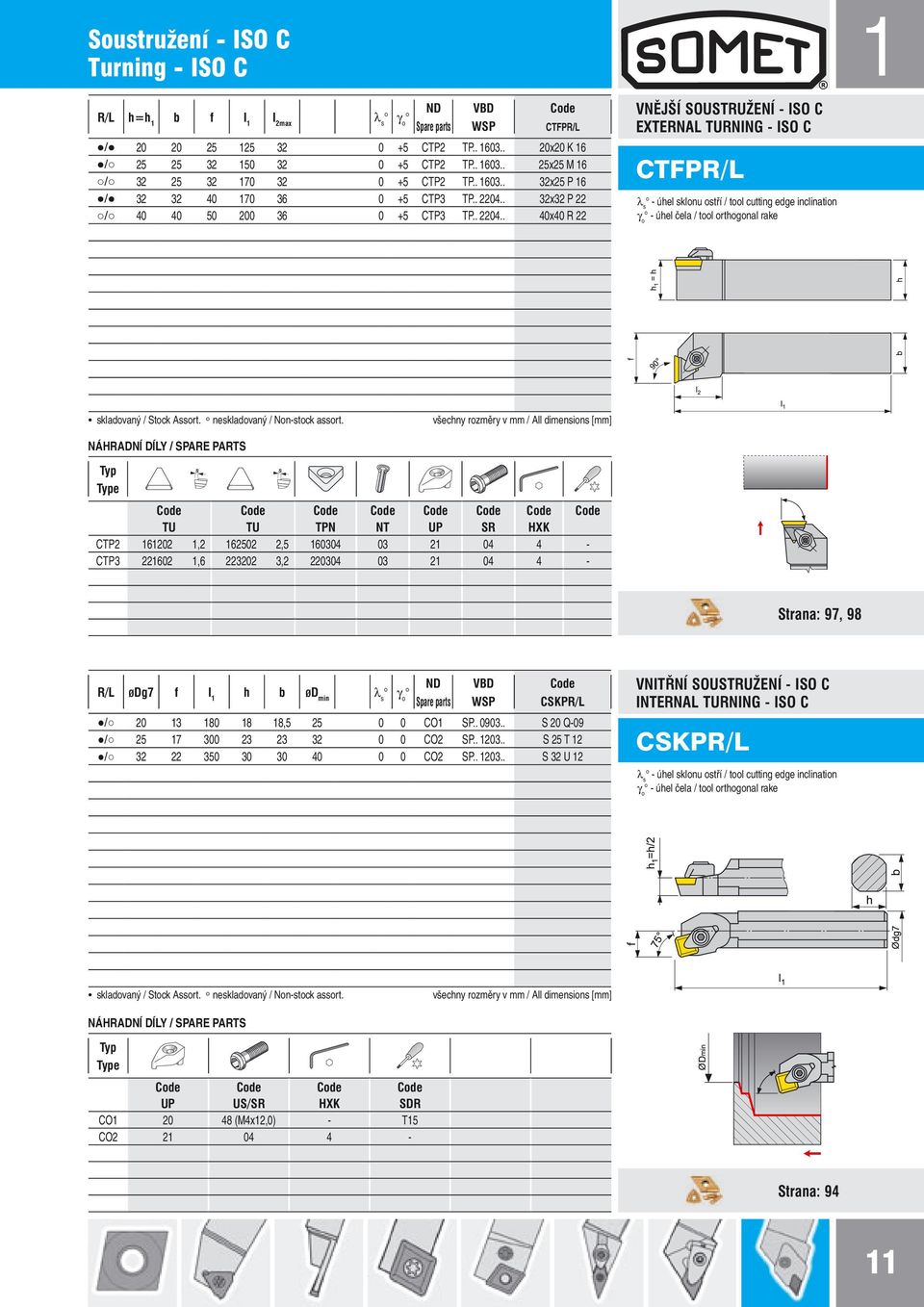 CTFPR/L λ úhel klonu otří / tool cutting ege inclination γo úhel čela / tool orthogonal rake e CTP2 CTP3 TU 2 2 1,6 TU 2 2, 2 3,2 TPN 3 3 NT 3 3 UP 21 21 SR HXK Strana: 97, 9 R/L ØDg7 h ØDmin / / / 2