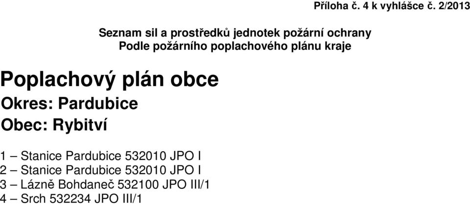 Rybitví 1 Stanice Pardubice 532010 JPO I 2 Stanice Pardubice 532010 JPO I