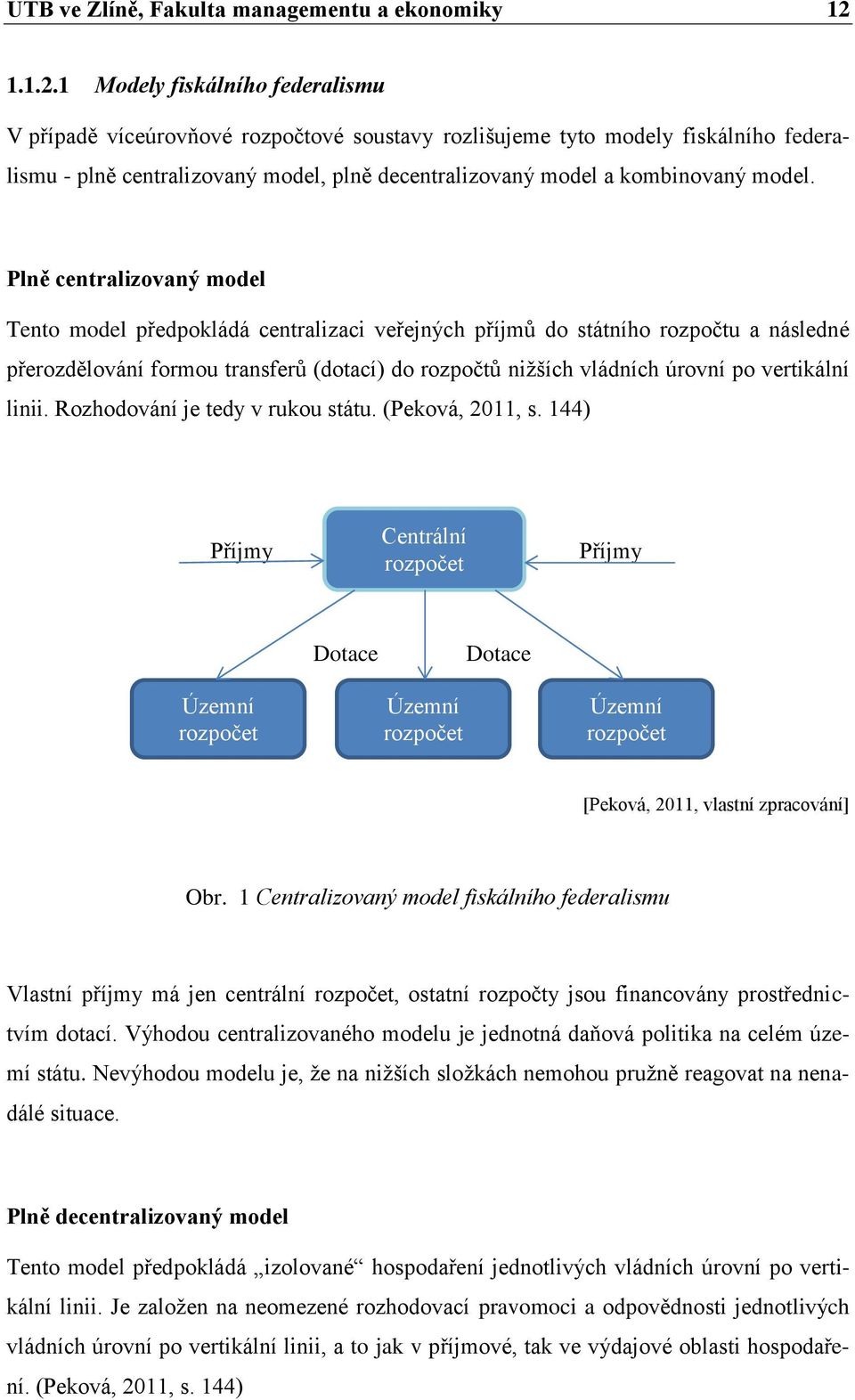 1 Modely fiskálního federalismu V případě víceúrovňové rozpočtové soustavy rozlišujeme tyto modely fiskálního federalismu - plně centralizovaný model, plně decentralizovaný model a kombinovaný model.