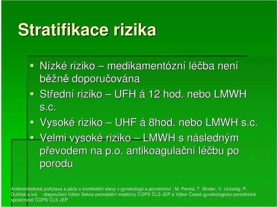 Penka, T. Binder, V. Unzeitig, P. Dulíček a kol.