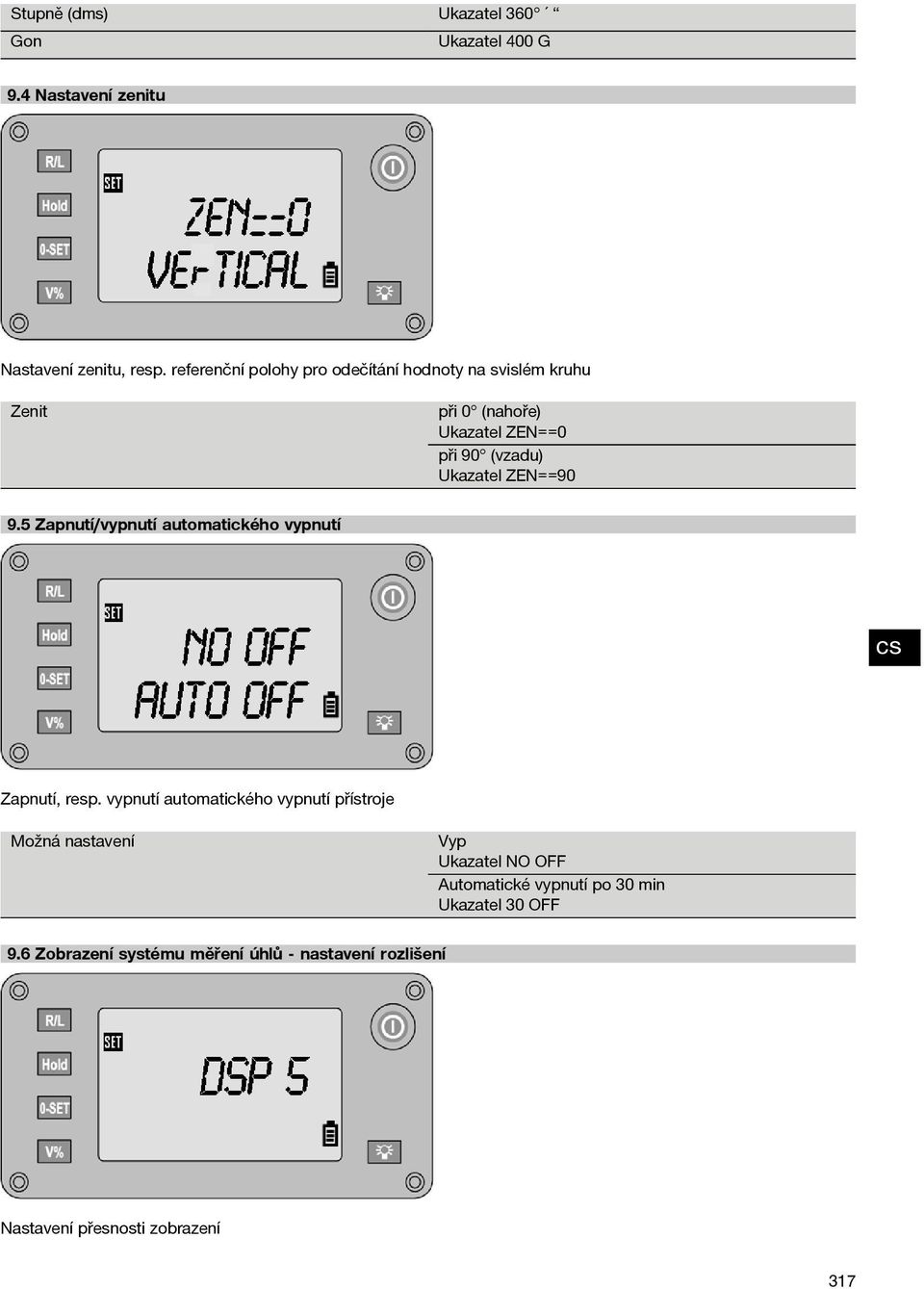 ZEN==90 9.5 Zapnutí/vypnutí automatického vypnutí Zapnutí, resp.