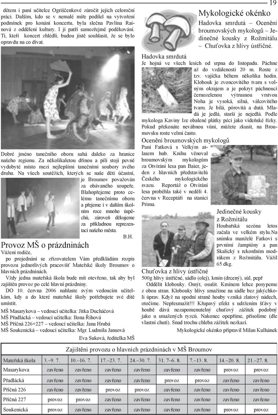 Za několikaletou dřinou a pílí stojí pevně vydobyté místo mezi nejlepšími tanečními soubory svého druhu. Na všech soutěžích, kterých se naše děti účastní, je Broumov považován za obávaného soupeře.