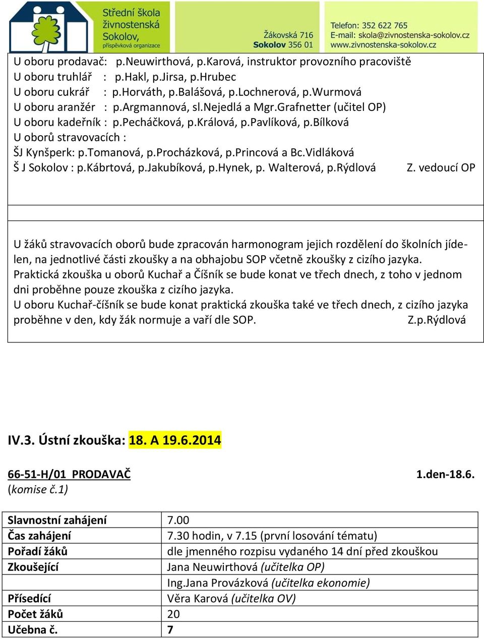 procházková, p.princová a Bc.Vidláková Š J Sokolov : p.kábrtová, p.jakubíková, p.hynek, p. Walterová, p.rýdlová Z.