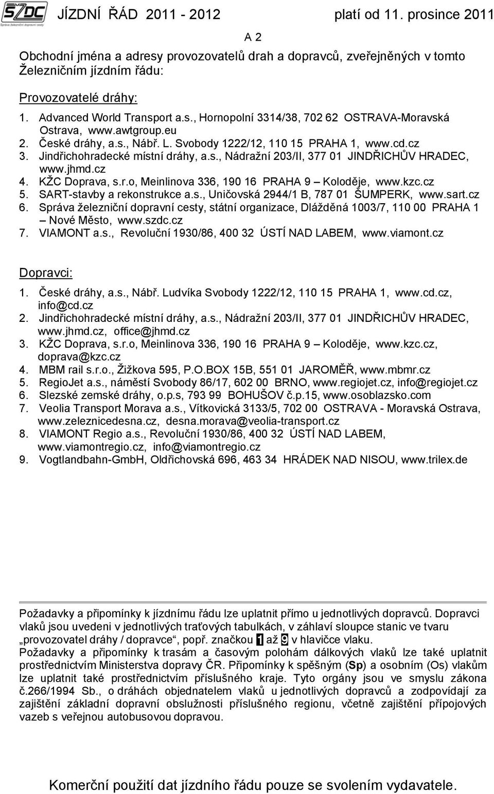 r.o, Meinlinova 336, 190 16 PRAHA 9 Koloděje, www.kzc.cz 5. SART-stavby a rekonstrukce a.s., Uničovská 2944/1 B, 787 01 ŠUMPERK, www.sart.cz 6.