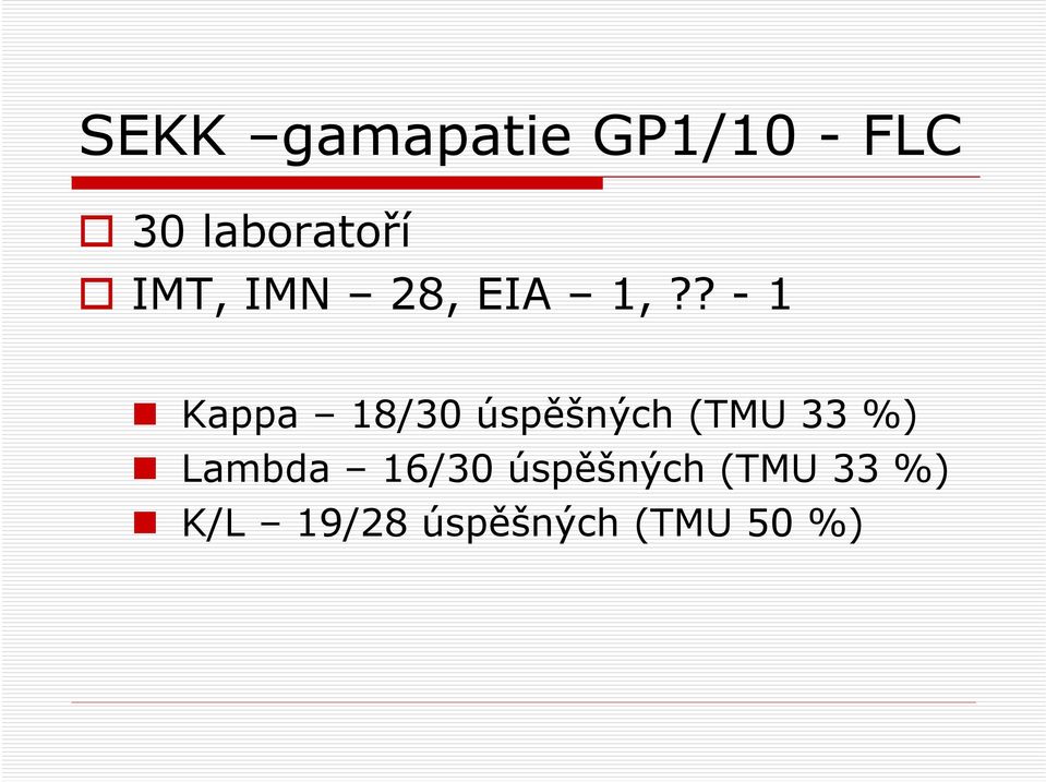 ? - 1 Kappa 18/30 úspěšných (TMU 33 %)