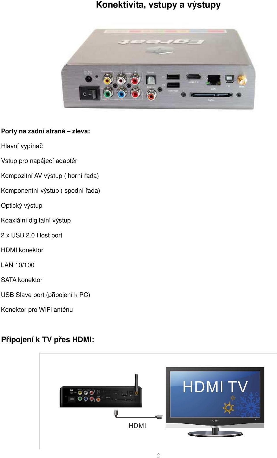 Optický výstup Koaxiální digitální výstup 2 x USB 2.