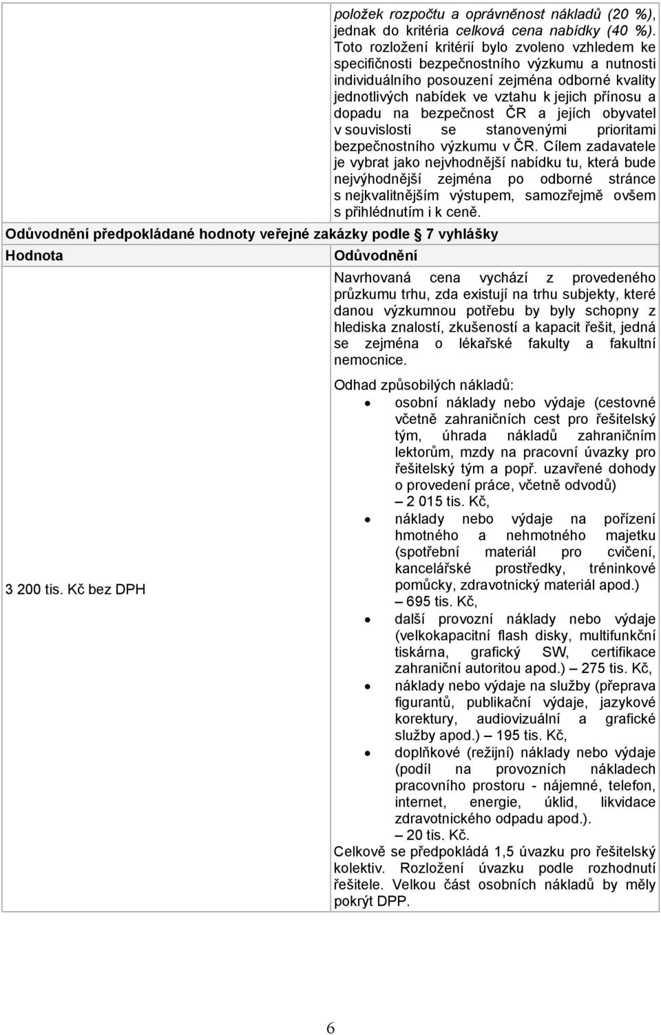 dopadu na bezpečnost ČR a jejích obyvatel v souvislosti se stanovenými prioritami bezpečnostního výzkumu v ČR.