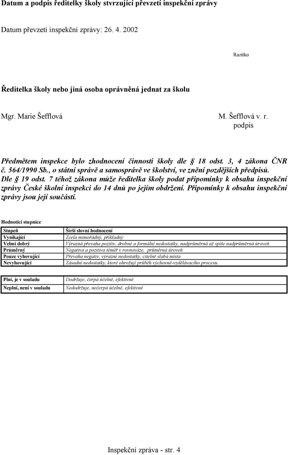 , o státní správě a samosprávě ve školství, ve znění pozdějších předpisů. Dle 19 odst.