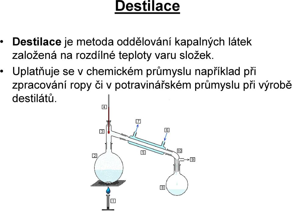 Uplatňuje se v chemickém průmyslu například při