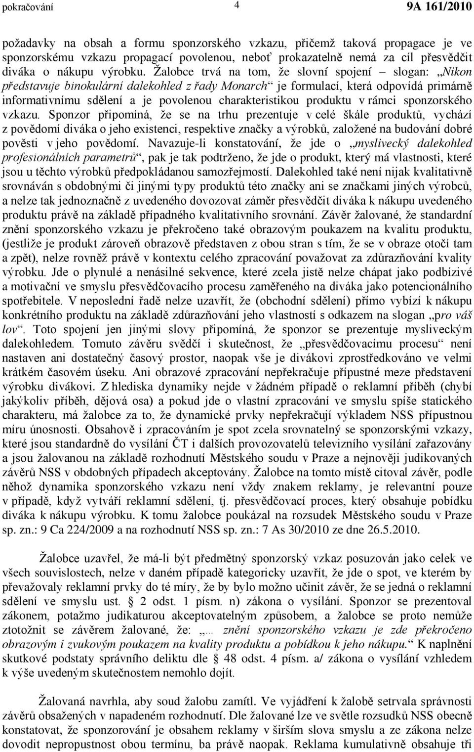 produktu v rámci sponzorského vzkazu.