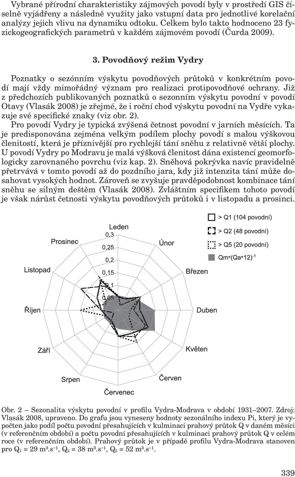Povodňový režim Vydry Poznatky o sezónním výskytu povodňových průtoků v konkrétním povodí mají vždy mimořádný význam pro realizaci protipovodňové ochrany.
