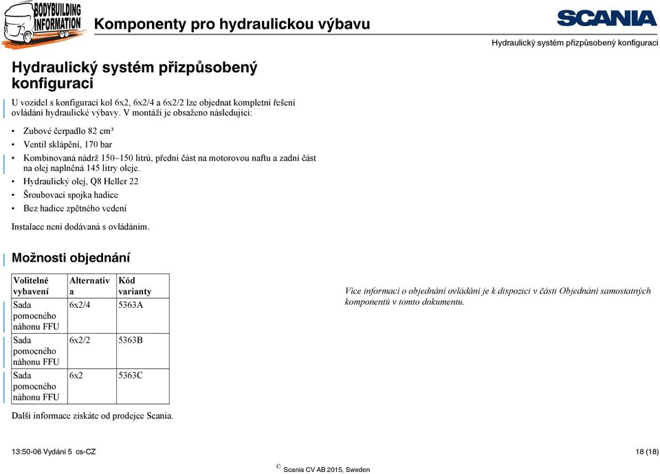 Hydraulický olej, Q8 Heller 22 Šroubovací spojka hadice Bez hadice zpětného vedení Instalace není dodávaná s ovládáním.