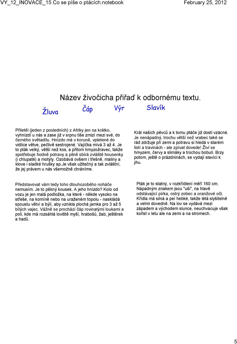 Je to pták velký, větší než kos, a přitom hmyzožravec, takže spotřebuje hodně potravy a pilně sbírá zvláště housenky (i chlupaté) a motýly. Ozobává ovšem i třešně, maliny a klove i sladké hrušky ap.