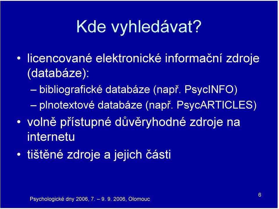 bibliografické databáze (např.