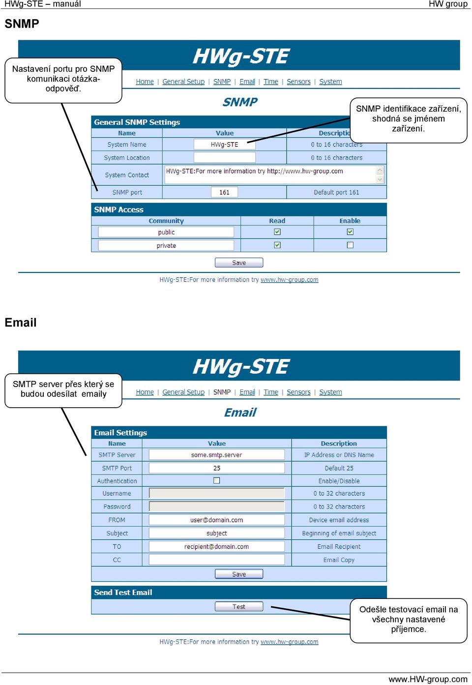 Email SMTP server přes který se budou odesílat emaily