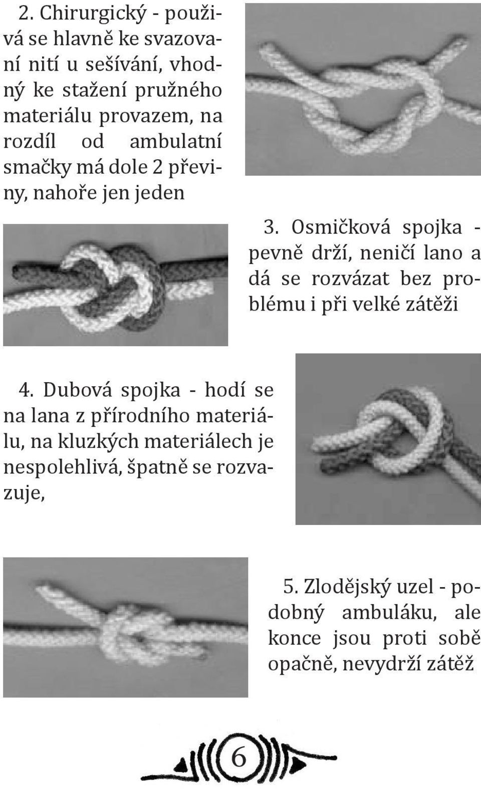 Osmičková spojka - pevně drží, neničí lano a dá se rozvázat bez problému i při velké zátěži 4.