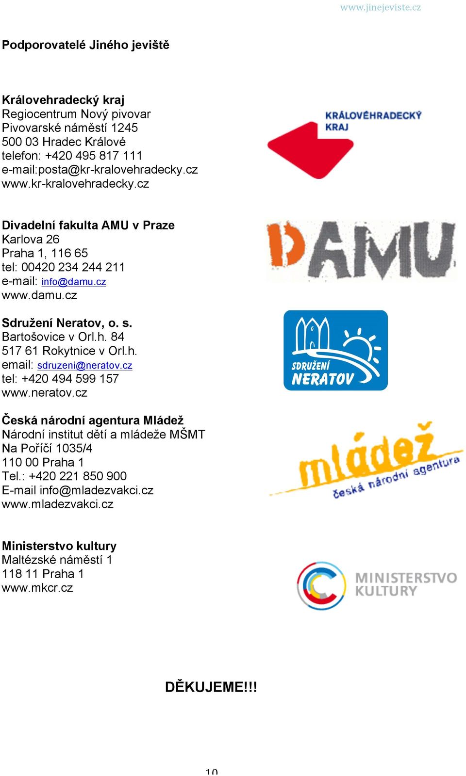 cz www.damu.cz Sdružení Neratov, o. s. Bartošovice v Orl.h. 84 517 61 Rokytnice v Orl.h. email: sdruzeni@neratov.