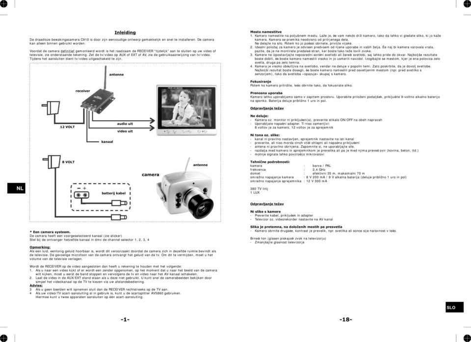 Zet de tv/video op AUX of EXT of AV, zie de gebruiksaanwijzing van tv/video. Tijdens het aansluiten dient tv/video uitgeschakeld te zijn. receiver antenne Mesto namestitve 1.