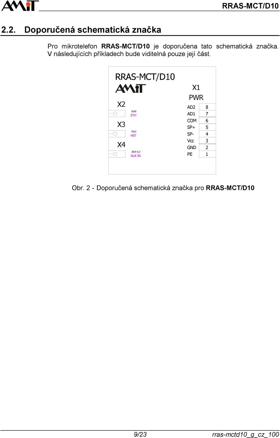 RRAS-MCT/D10 X2 X3 X4 RJ45 ETH RJ12 HST JACK 6,3 AUX IN X1 PWR AD2 8 AD1 7 COM 6 SP+ 5