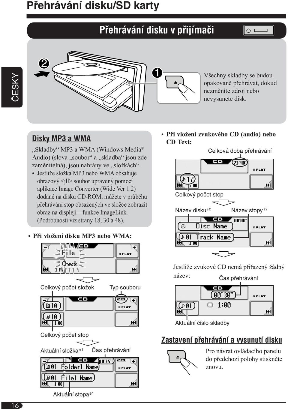 Jestliže složka MP3 nebo WMA obsahuje obrazový <jll> soubor upravený pomocí aplikace Image Converter (Wide Ver 1.