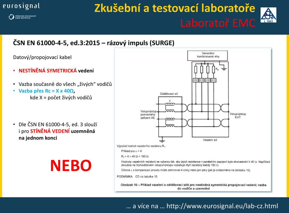 SYMETRICKÁ vedení Vazba současně do všech živých vodičů Vazba přes Rc