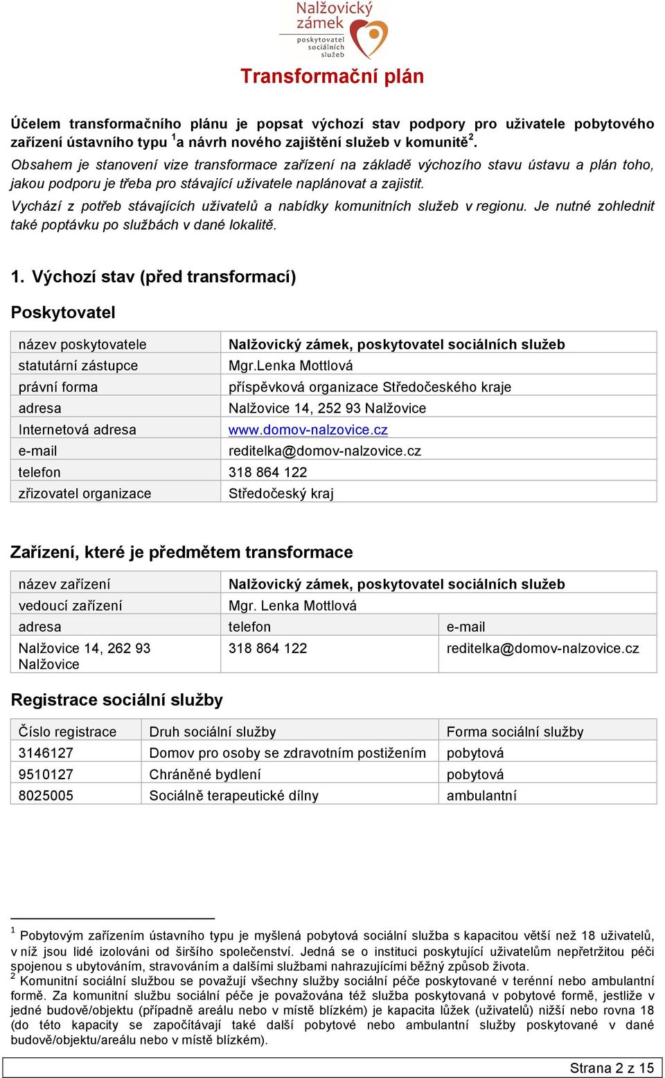 Vychází z potřeb stávajících uživatelů a nabídky komunitních služeb v regionu. Je nutné zohlednit také poptávku po službách v dané lokalitě. 1.