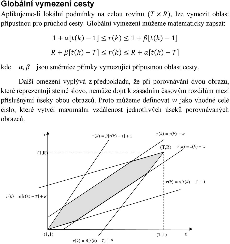 Další omezení vyplývá z předpokladu, že při porovnávání dvou obrazů, které reprezentují stejné slovo, nemůže dojít k zásadním časovým