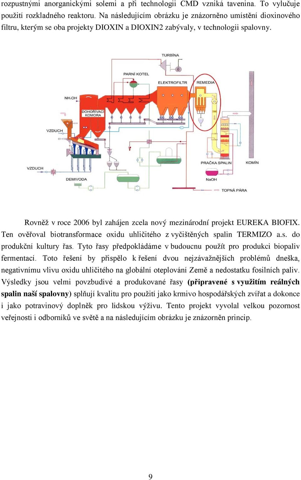 Rovněž v roce 2006 byl zahájen zcela nový mezinárodní projekt EUREKA BIOFIX. Ten ověřoval biotransformace oxidu uhličitého z vyčištěných spalin TERMIZO a.s. do produkční kultury řas.