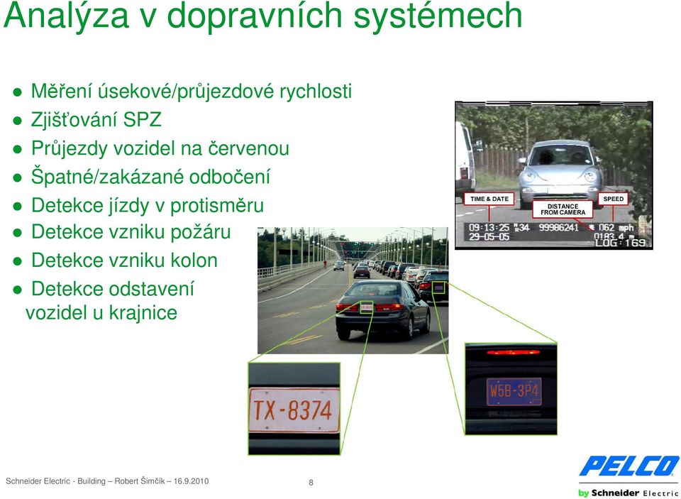Špatné/zakázané odbočení Detekce jízdy v protisměru Detekce