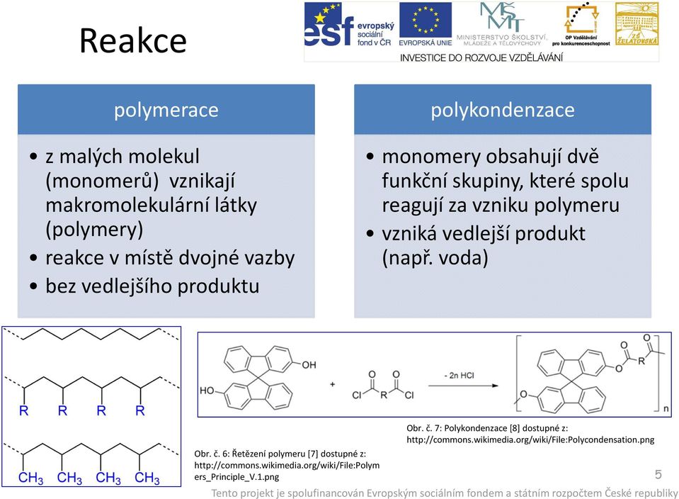 vedlejší produkt (např. voda) Obr. č. 6: Řetězení polymeru [7] dostupné z: http://commons.wikimedia.