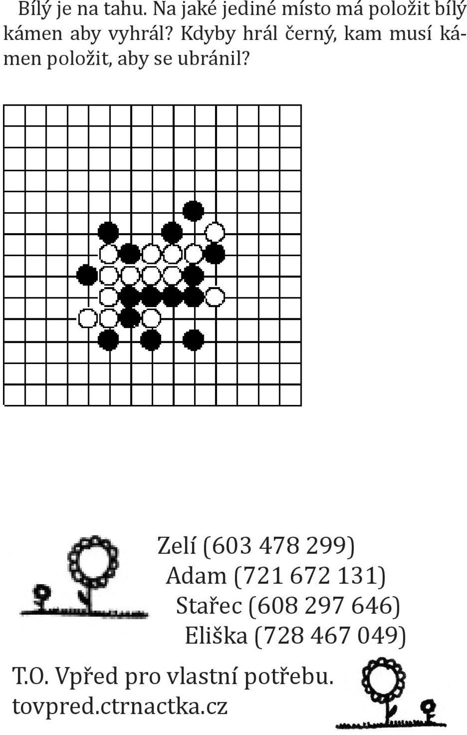 Kdyby hrál černý, kam musí kámen položit, aby se ubránil?