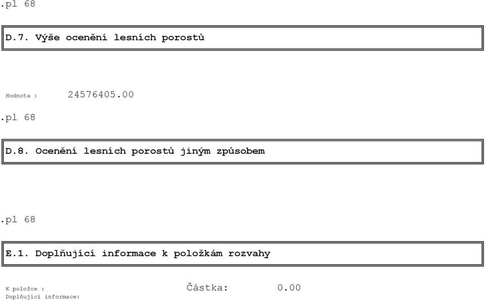 Ocenění lesních porostů jiným způsobem E.1.