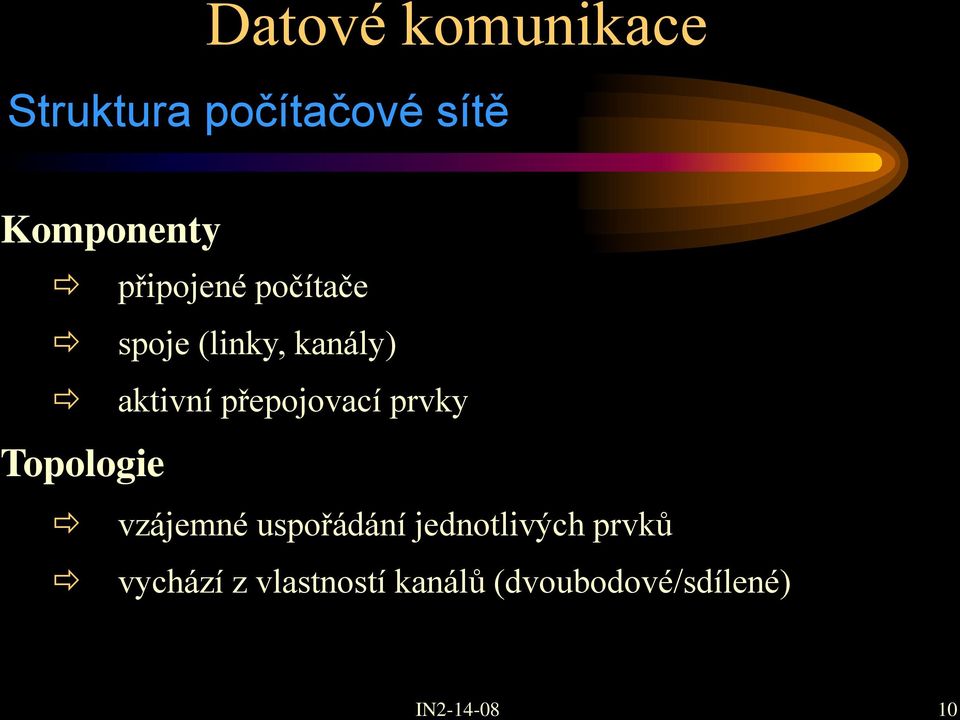 prvky Topologie vzájemné uspořádání jednotlivých