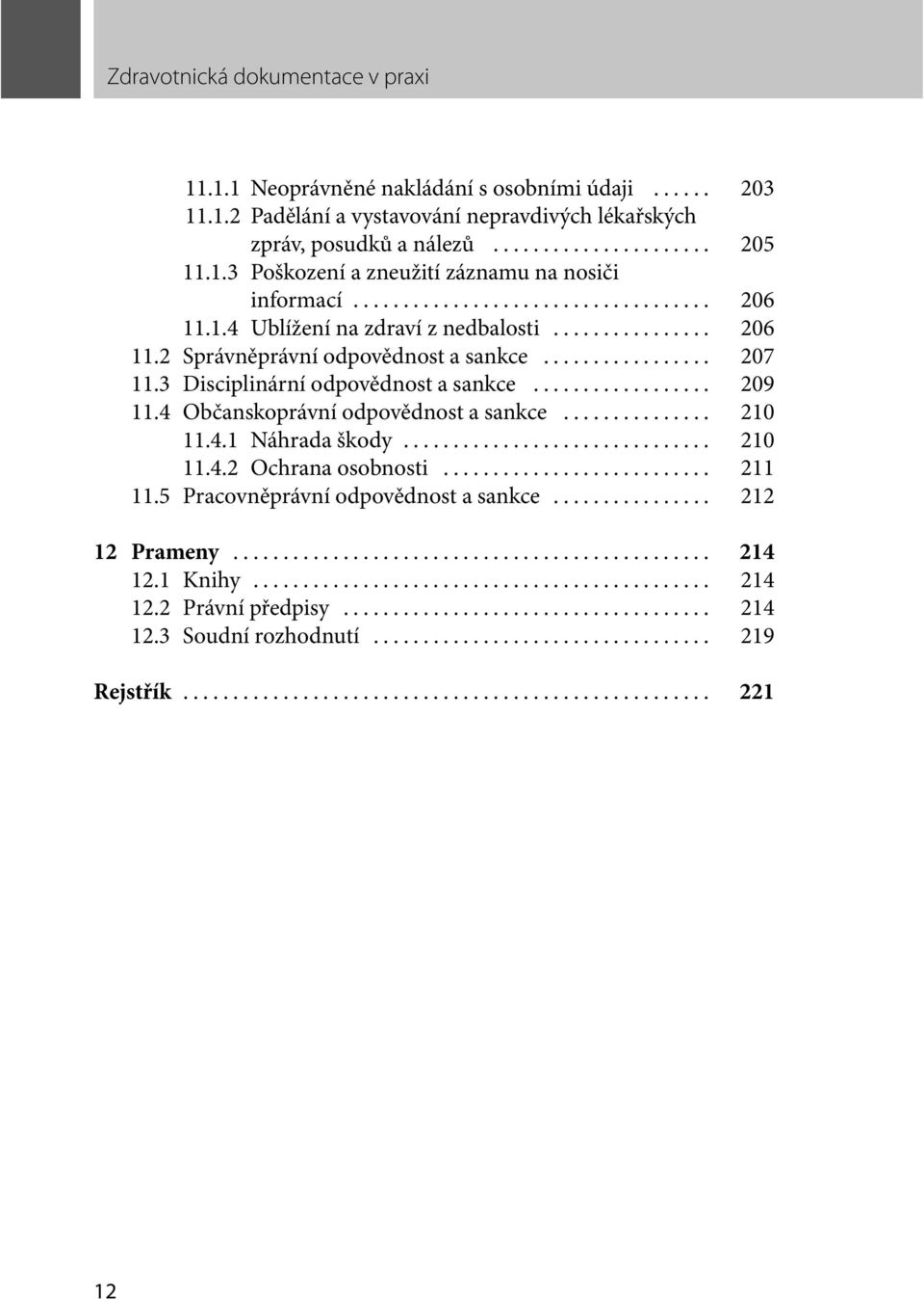 .. 207 11.3 Disciplinární odpovědnost a sankce... 209 11.4 Občanskoprávní odpovědnost a sankce... 210 11.4.1 Náhrada škody... 210 11.4.2 Ochrana osobnosti.