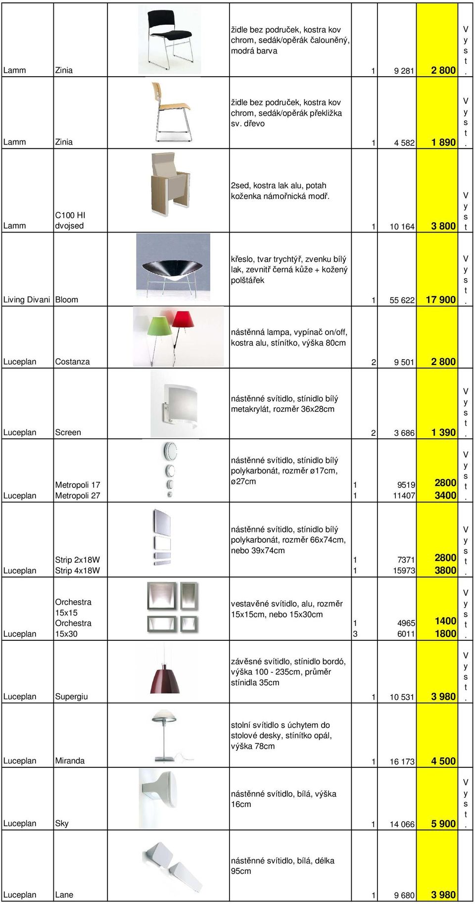 výška 80cm Coanza 2 9 50 2 800 Screen náěnné víidlo, ínidlo bílý meakrlá, rozměr 36x28cm 2 3 686 390 Meropoli 7 Meropoli 27 náěnné víidlo, ínidlo bílý polkarboná, rozměr ø7cm, ø27cm 959 407 2800 3400