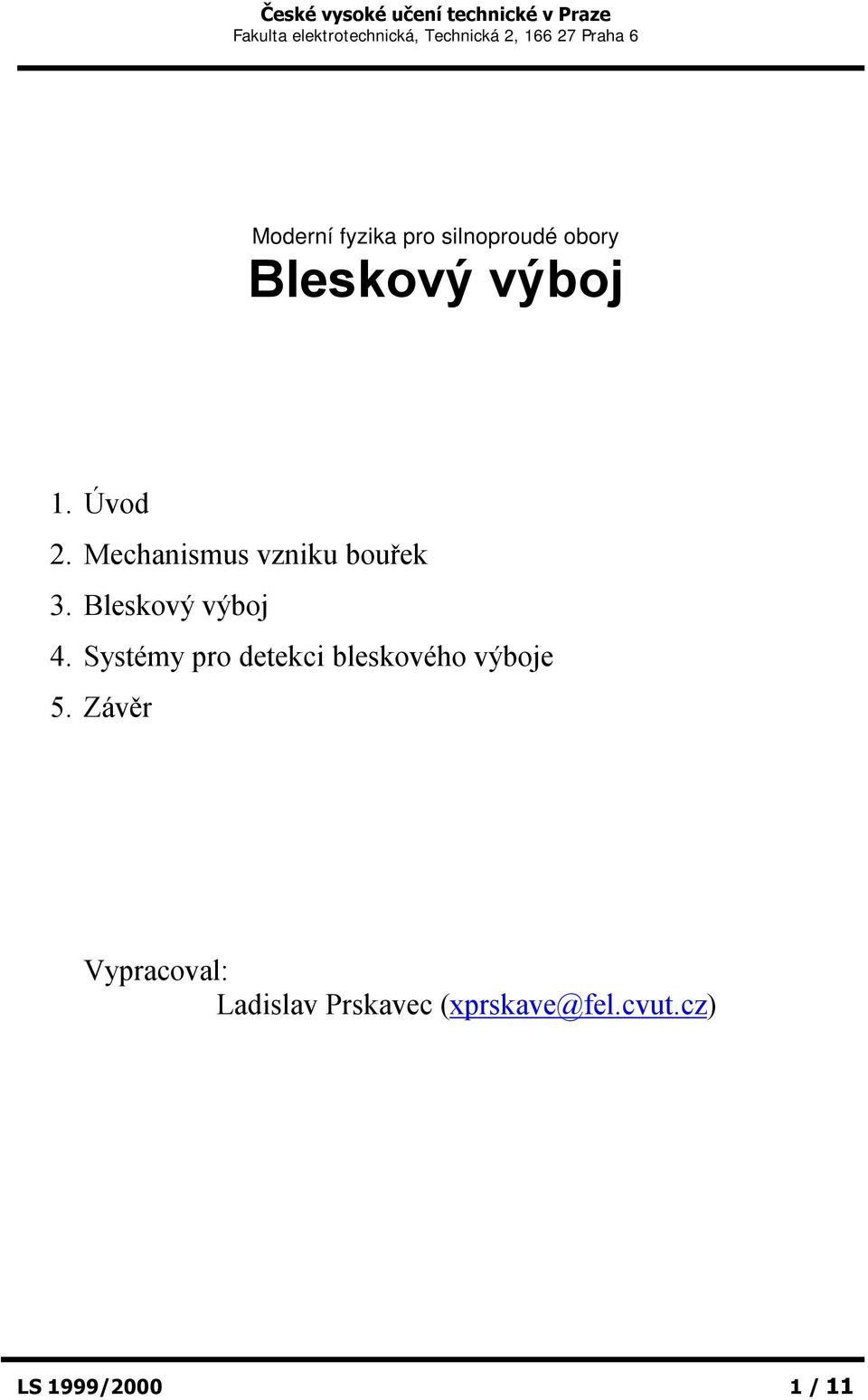 Systémy pro detekci bleskového výboje 5.