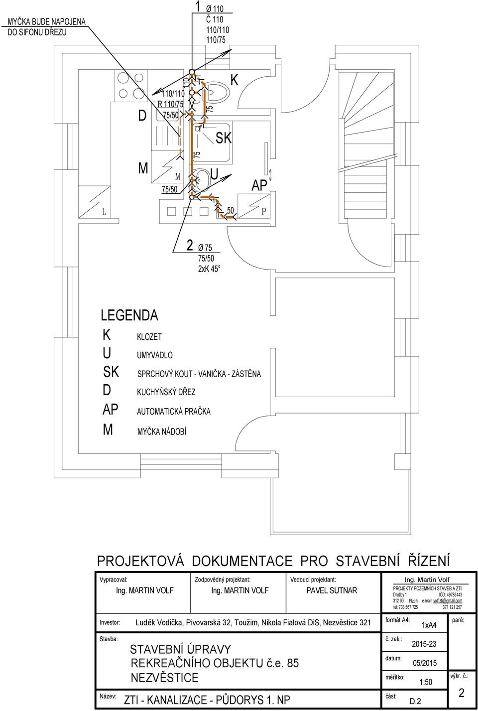 PRO STAVEBNÍ ŘÍZENÍ PAVEL STNAR PROJETY POZENÍCH STAVEB A ZTI ružby 1 IČO: 49785443 Luděk Vodička,