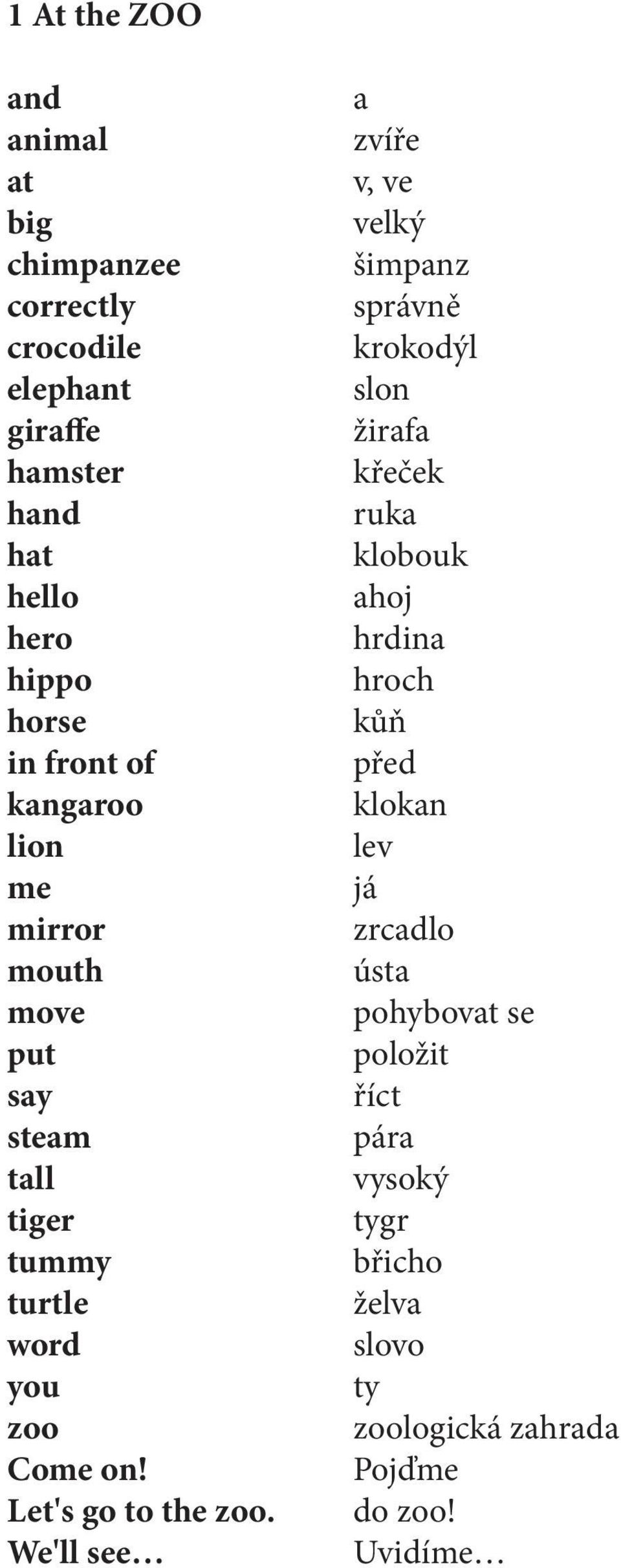 We'll see a zvíře v, ve velký šimpanz správně krokodýl slon žirafa křeček ruka klobouk ahoj hrdina hroch kůň před klokan