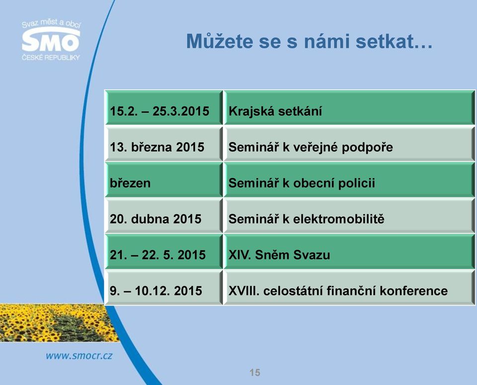 policii 20. dubna 2015 Seminář k elektromobilitě 21. 22. 5.