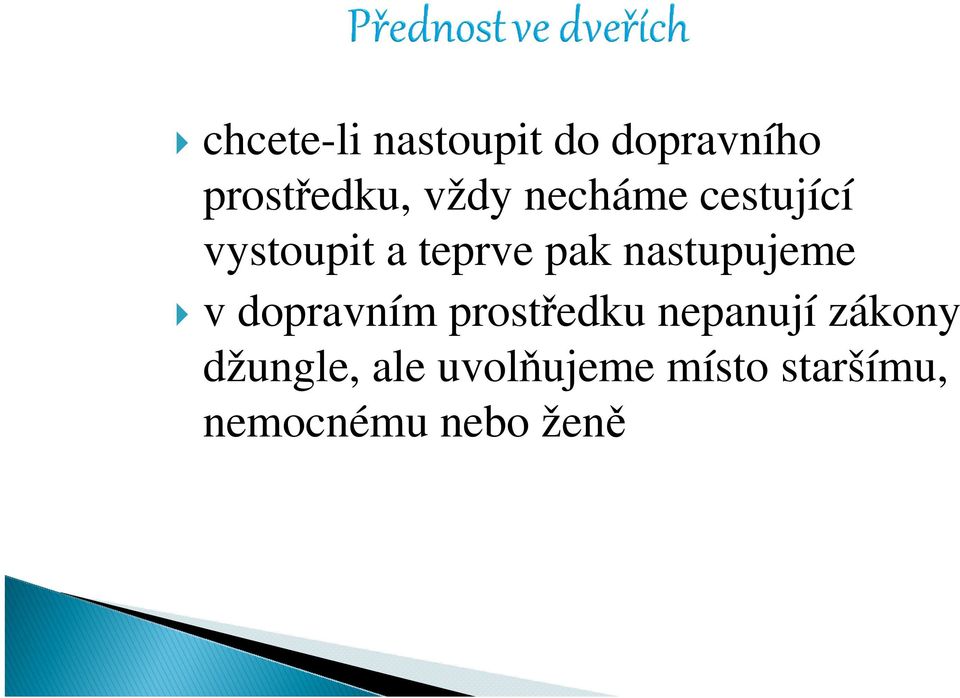 nastupujeme v dopravním prostředku nepanují zákony