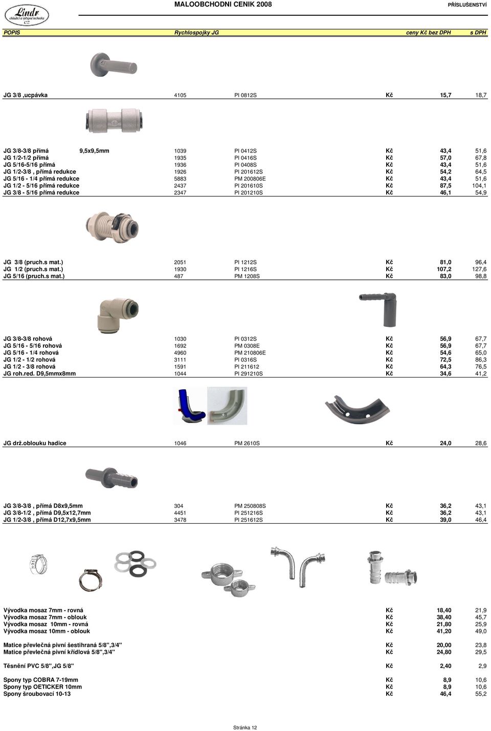 JG 3/8-5/16 přímá redukce 2347 PI 201210S Kč 46,1 54,9 JG 3/8 (pruch.s mat.
