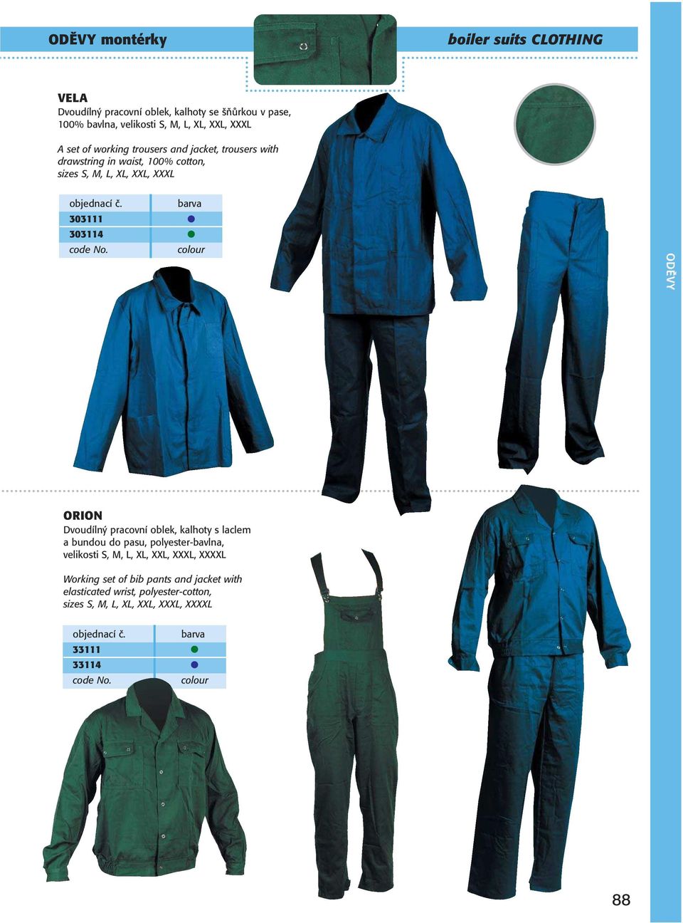 ORION Dvoudílný pracovní oblek, kalhoty s laclem a bundou do pasu, polyester-bavlna, velikosti S, M, L, XL, XXL, XXXL,