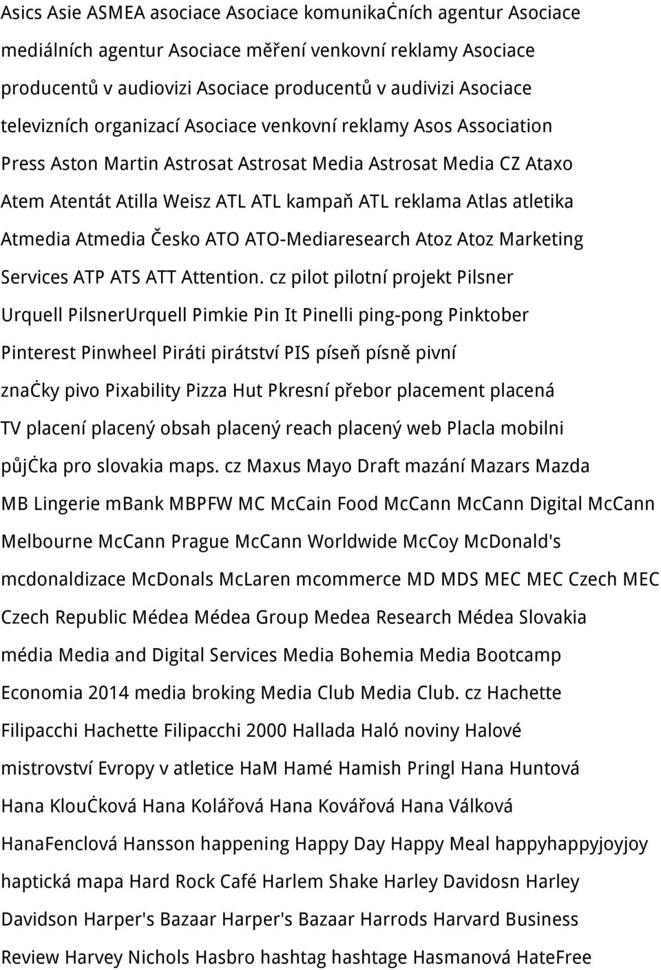 atletika Atmedia Atmedia Česko ATO ATO-Mediaresearch Atoz Atoz Marketing Services ATP ATS ATT Attention.