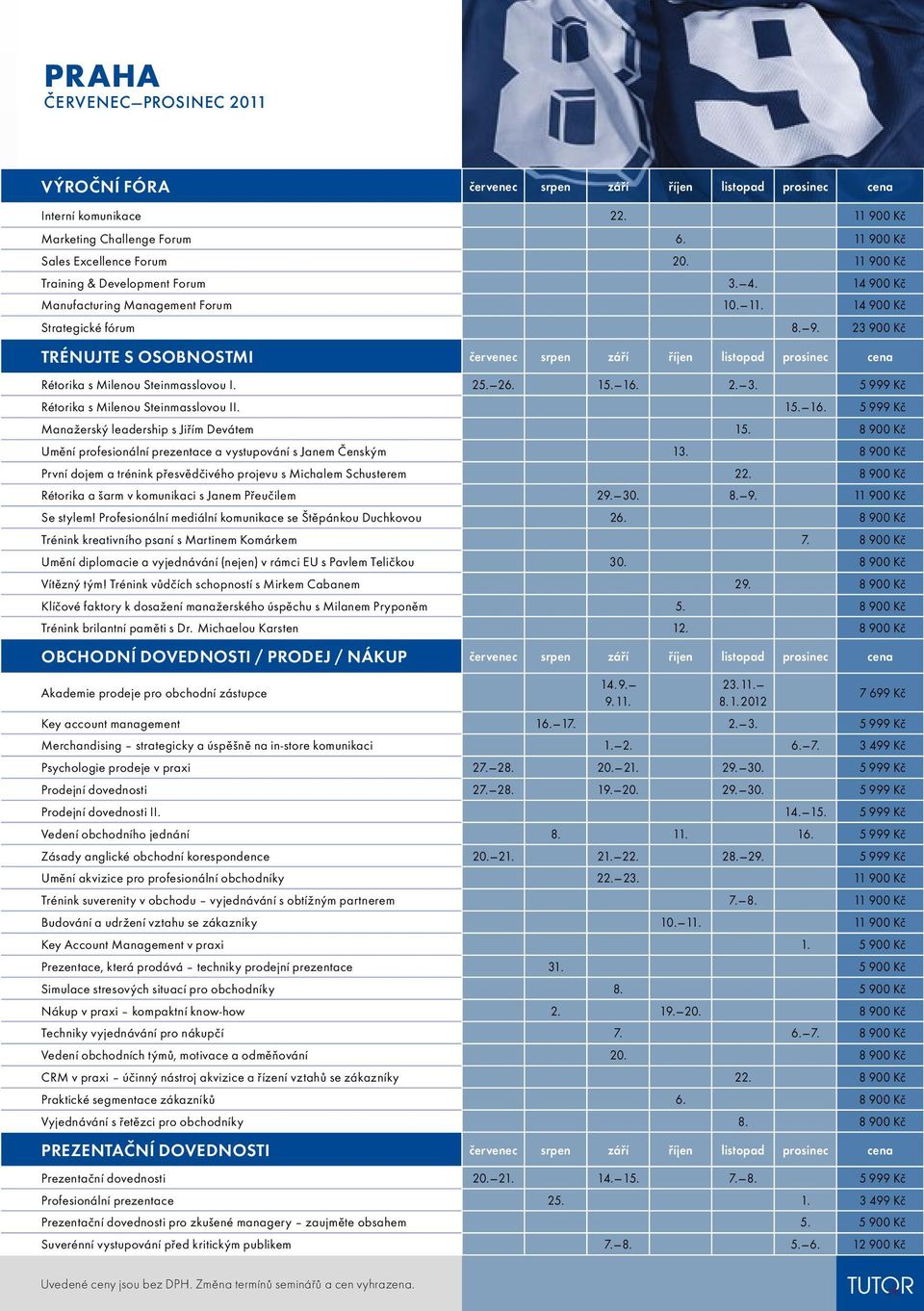 25. 26. 15. 16. 2. 3. 5 999 Kč Rétorika s Milenou Steinmasslovou II. 15. 16. 5 999 Kč Manažerský leadership s Jiřím Devátem 15.
