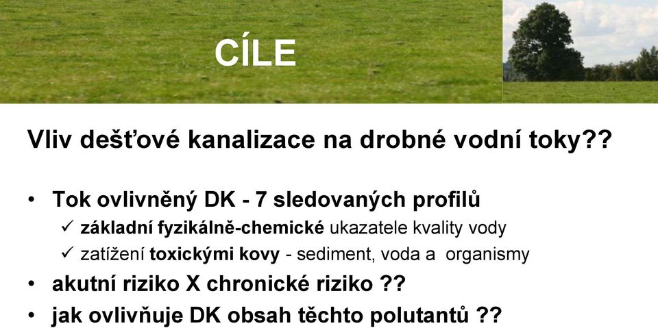 fyzikálně-chemické ukazatele kvality vody zatížení toxickými kovy -
