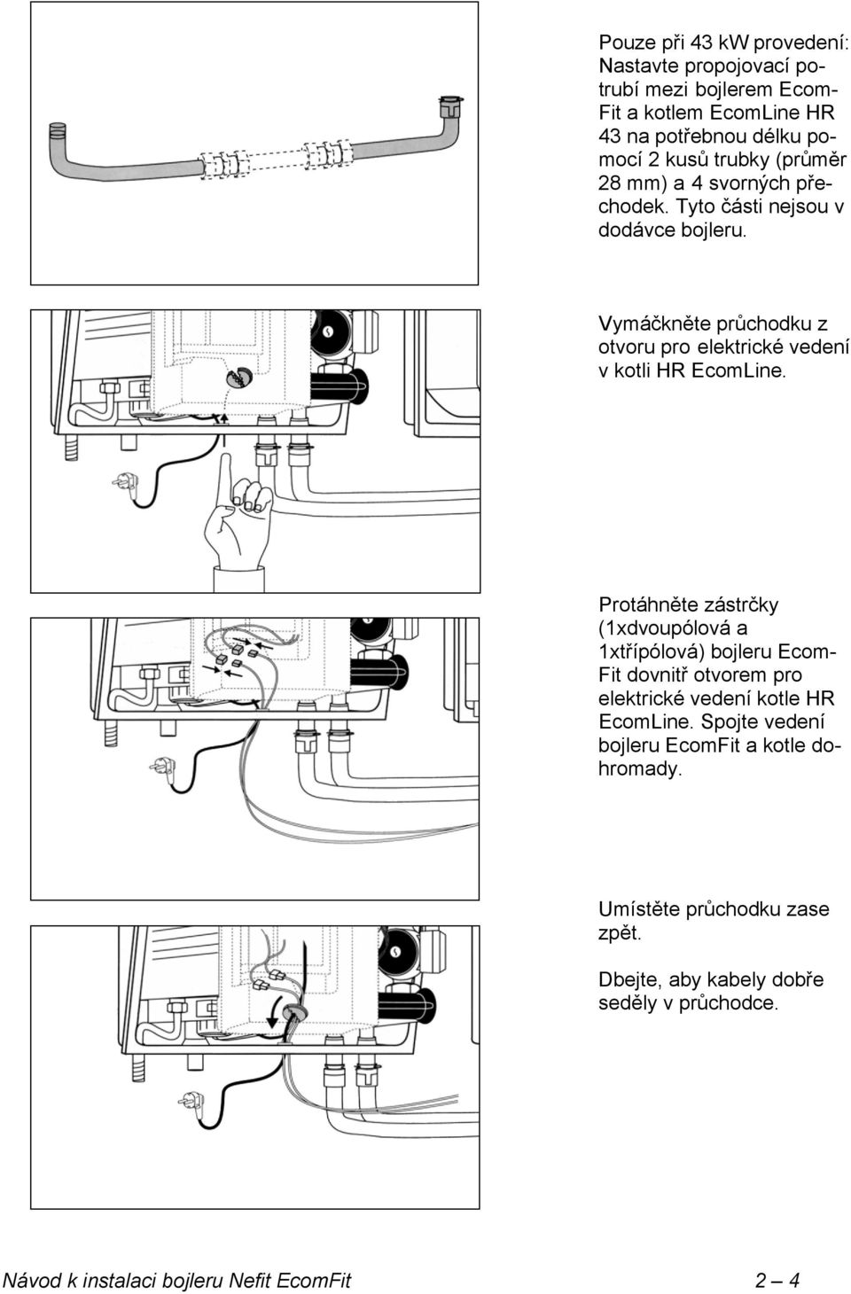 Vymáčkněte průchodku z otvoru pro elektrické vedení v kotli HR EcomLine.