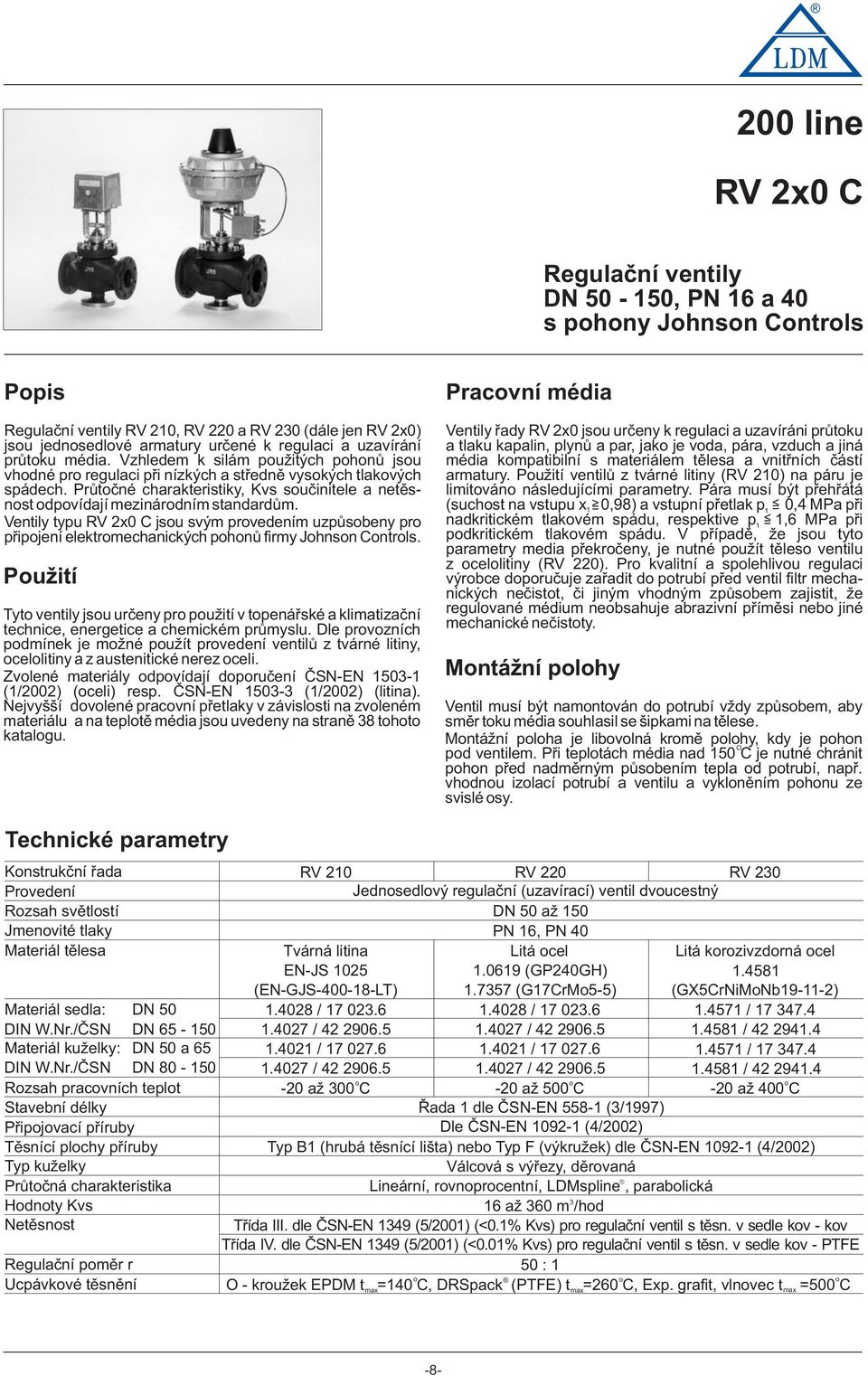 Ventily typu RV x0 C jsu svým prvedením uzpůsbeny pr připjení elektrmechanických phnů firmy Jhnsn Cntrls.